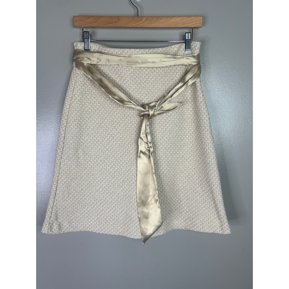 Old Navy wool blend flare A line skirt knee length size 4 cream gold holiday